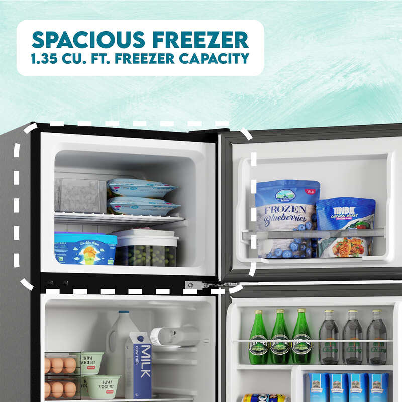 Refrigerador compacto Conserv de 19 pulgadas, color NEGRO, 2 puertas, 4.5 pies cúbicos, puerta reversible, 110V