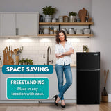 Refrigerador compacto Conserv de 19 pulgadas, color NEGRO, 2 puertas, 4.5 pies cúbicos, puerta reversible, 110V