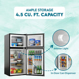 Refrigerador compacto Conserv de 19 pulgadas, color NEGRO, 2 puertas, 4.5 pies cúbicos, puerta reversible, 110V