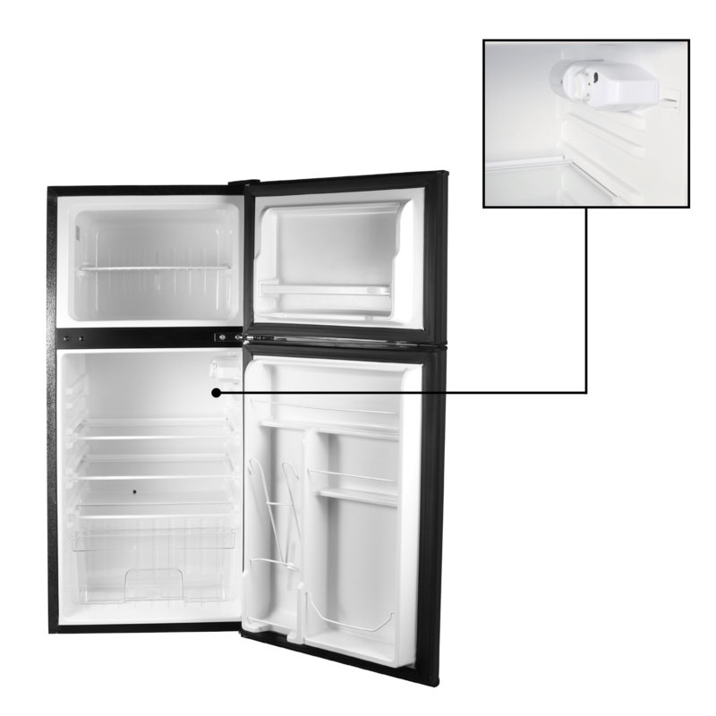 Refrigerador compacto Conserv de 19 pulgadas, color NEGRO, 2 puertas, 4.5 pies cúbicos, puerta reversible, 110V