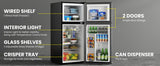 Refrigerador compacto Conserv de 19 pulgadas, color NEGRO, 2 puertas, 4.5 pies cúbicos, puerta reversible, 110V