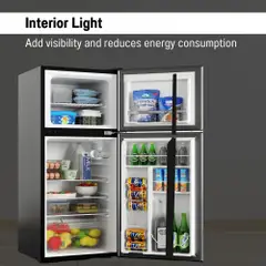 Refrigerador compacto Conserv de 19 pulgadas, color NEGRO, 2 puertas, 4.5 pies cúbicos, puerta reversible, 110V