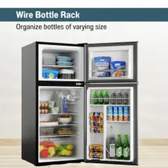 Refrigerador compacto Conserv de 19 pulgadas, color NEGRO, 2 puertas, 4.5 pies cúbicos, puerta reversible, 110V