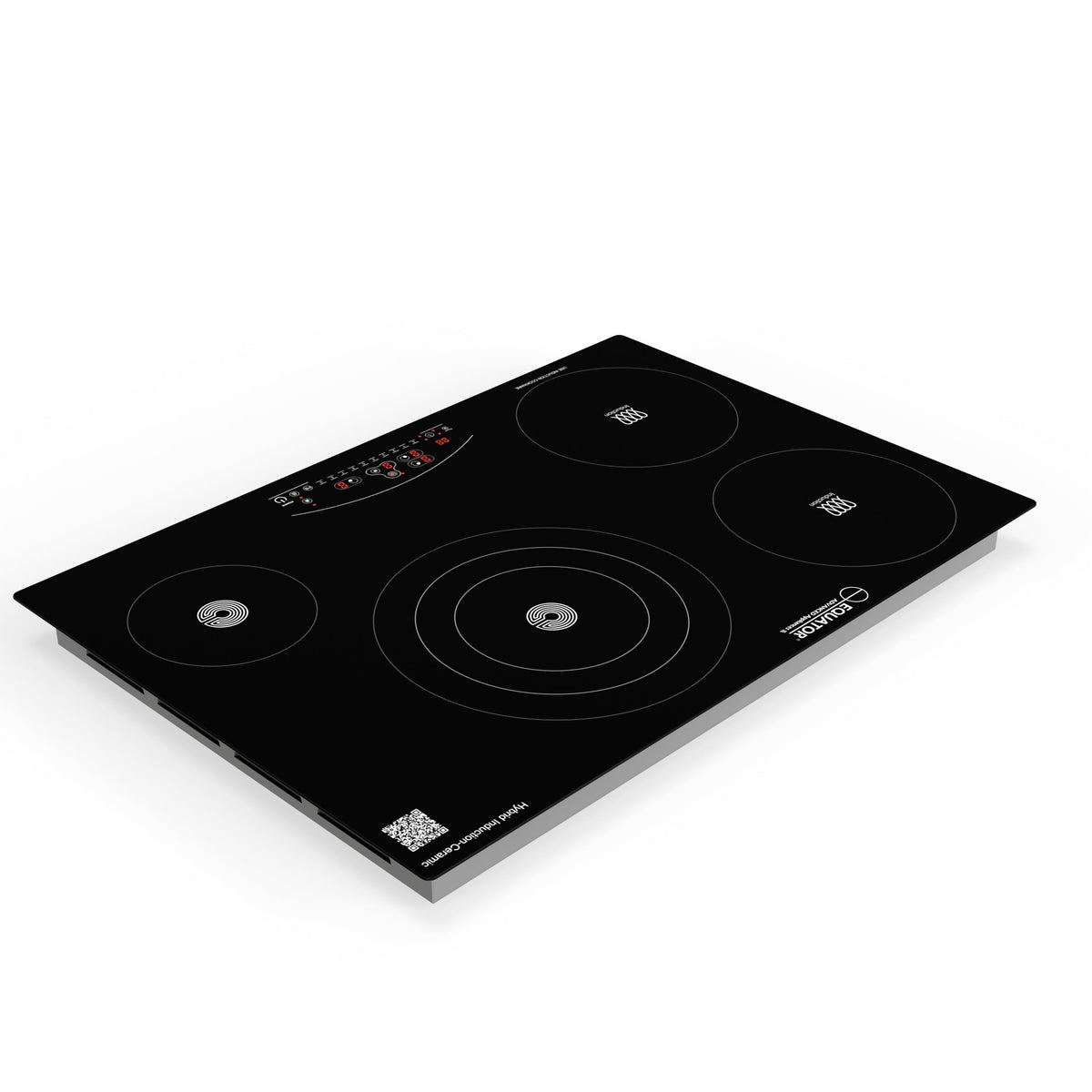 Placa de cocina híbrida eléctrica Equator de 30” – 4 quemadores (2 de inducción + 2 de cerámica), 9 niveles de potencia, 220V
