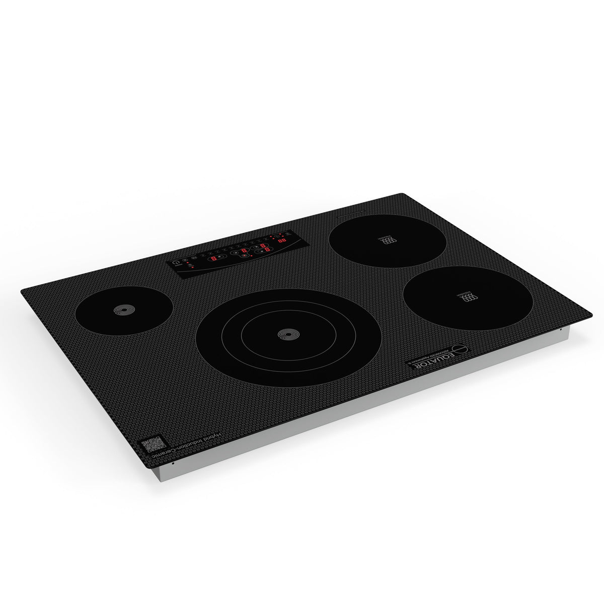Placa de cocina híbrida eléctrica Equator de 30” – 4 quemadores (2 de inducción + 2 de cerámica), 9 niveles de potencia, 220V