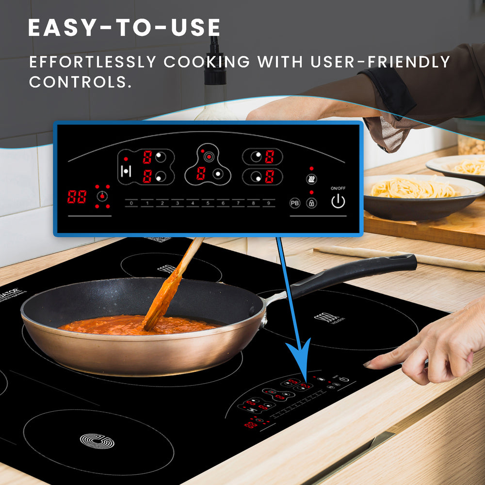 Table de cuisson électrique hybride CÉRAMIQUE-INDUCTION 5 foyers de 36 pouces 220V Equator