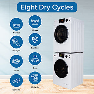 LAVADORA APILABLE ESTÁNDAR EW 835 18 lbs 1.9 pies cúbicos 110V + SECADORA VENTILADA CON SENSOR ED 880 4 pies cúbicos 220V