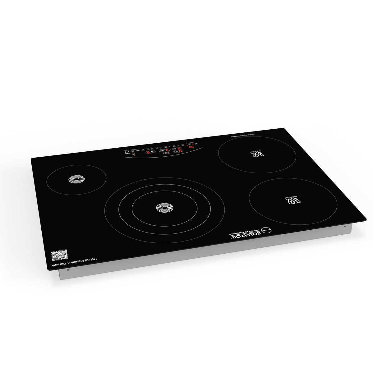 Placa de cocina híbrida eléctrica Equator de 30” – 4 quemadores (2 de inducción + 2 de cerámica), 9 niveles de potencia, 220V