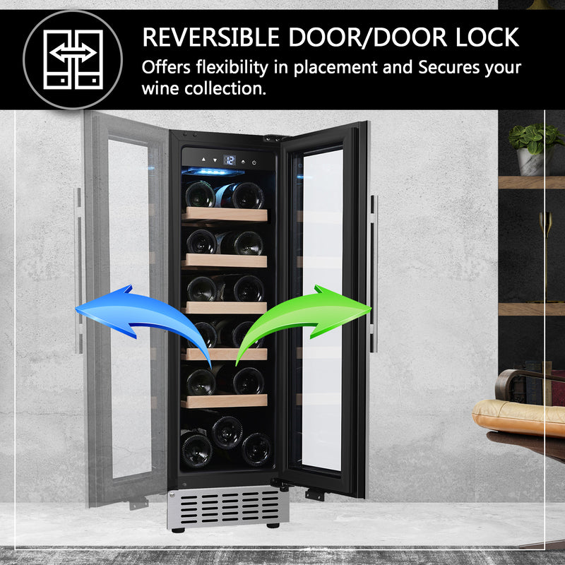 Refrigerador de vinos Equator para 18 botellas, negro, independiente/integrable, LED de 7 colores