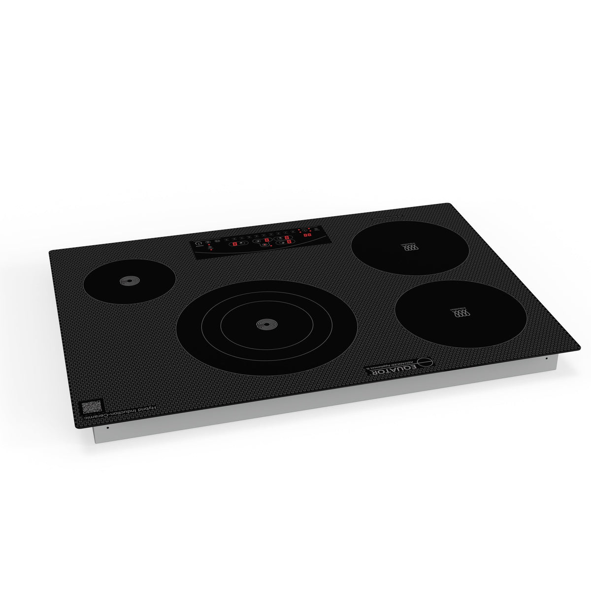 Placa de cocina híbrida eléctrica Equator de 30” – 4 quemadores (2 de inducción + 2 de cerámica), 9 niveles de potencia, 220V