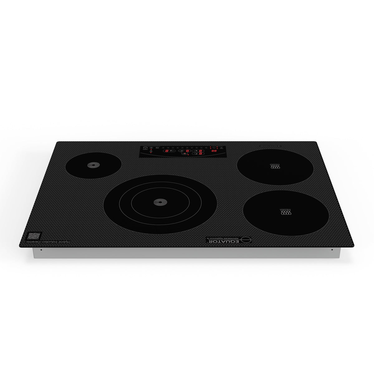 Placa de cocina híbrida eléctrica Equator de 30” – 4 quemadores (2 de inducción + 2 de cerámica), 9 niveles de potencia, 220V