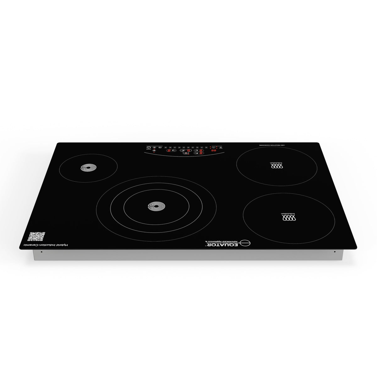 Placa de cocina híbrida eléctrica Equator de 30” – 4 quemadores (2 de inducción + 2 de cerámica), 9 niveles de potencia, 220V