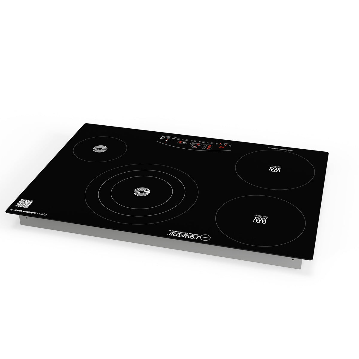 Placa de cocina híbrida eléctrica Equator de 30” – 4 quemadores (2 de inducción + 2 de cerámica), 9 niveles de potencia, 220V