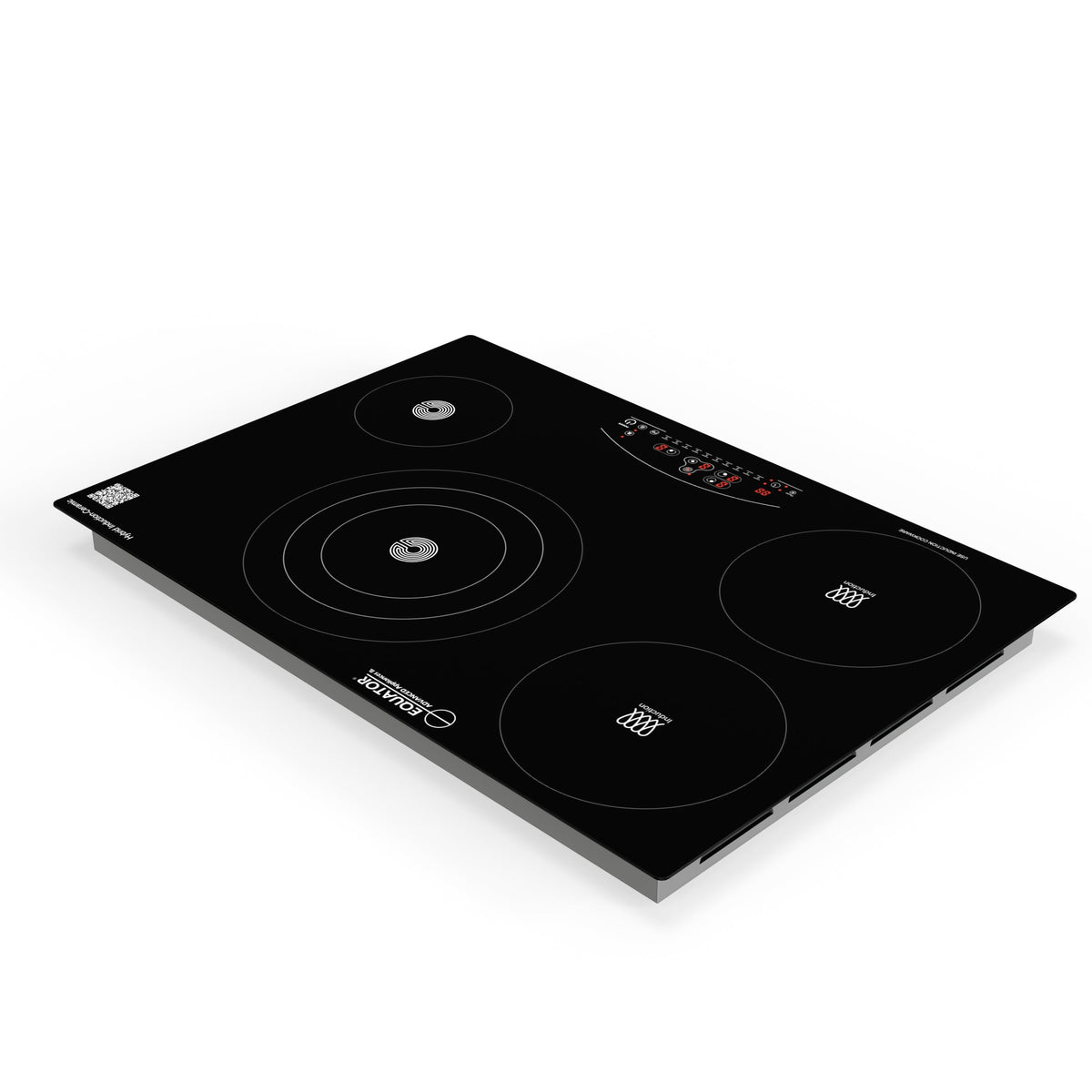 Placa de cocina híbrida eléctrica Equator de 30” – 4 quemadores (2 de inducción + 2 de cerámica), 9 niveles de potencia, 220V