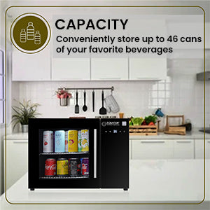 Refrigerador de bebidas de mostrador Equator de 25 pulgadas, 40 latas, control táctil, 110V