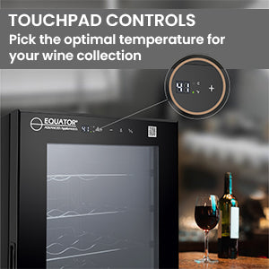 Refrigerador de vinos Equator de 32 botellas, color negro: zona de temperatura única, independiente, enfriamiento por compresor