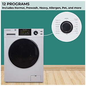 Laveuse à chargement frontal 1,6 pi³/15 lb, blanc, 110 V, 15 programmes + cycle pour animaux de compagnie