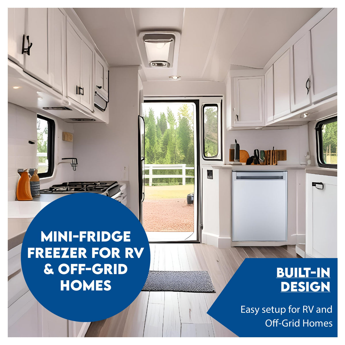 12V/DC Mini-Fridge Freezer 2.8cf Silver for RV BOAT OFF-GRID