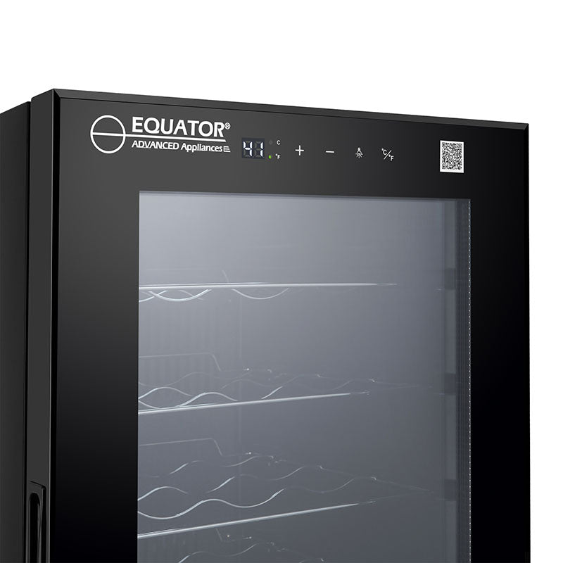 Refrigerador de vinos Equator de 32 botellas, color negro: zona de temperatura única, independiente, enfriamiento por compresor