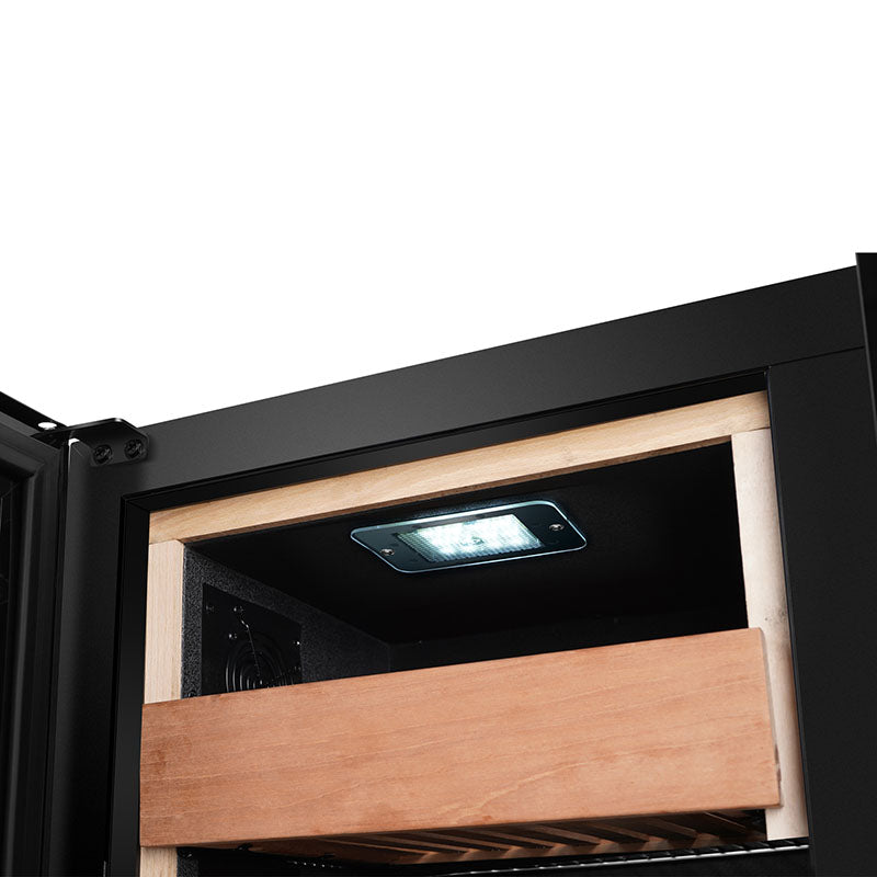 Humidor de cigarros compacto Equator 1.4cf, TEMPERATURA/HUMEDAD, vidrio UV, estantes de cedro, 110V