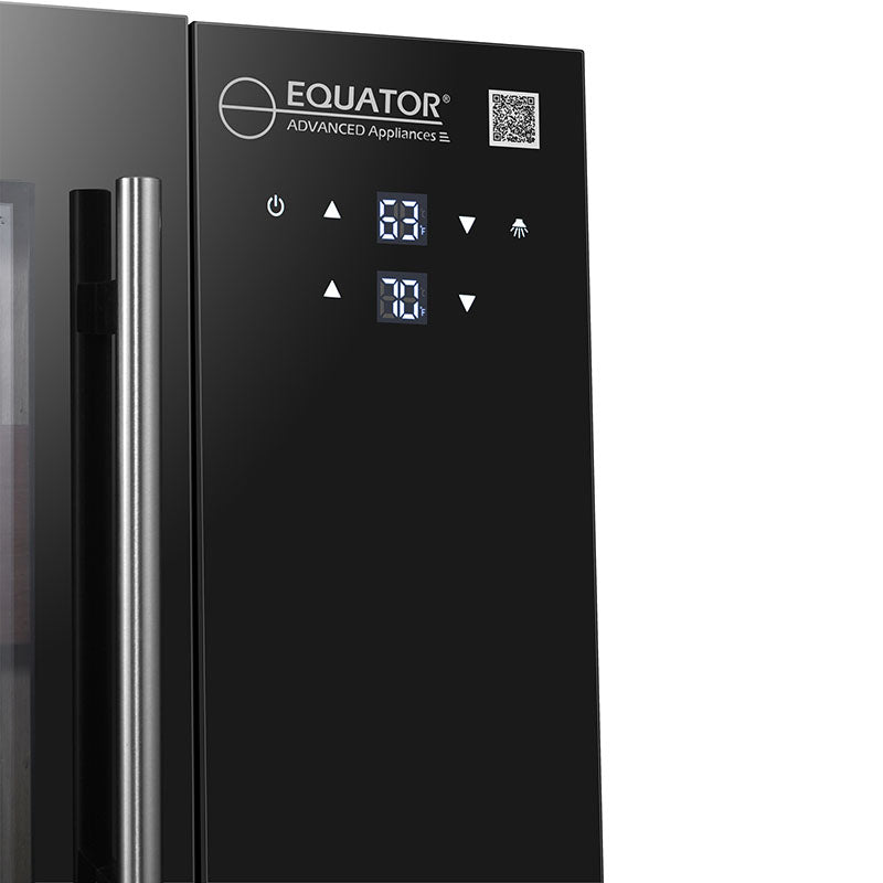 Humidor de cigarros compacto Equator 1.4cf, TEMPERATURA/HUMEDAD, vidrio UV, estantes de cedro, 110V
