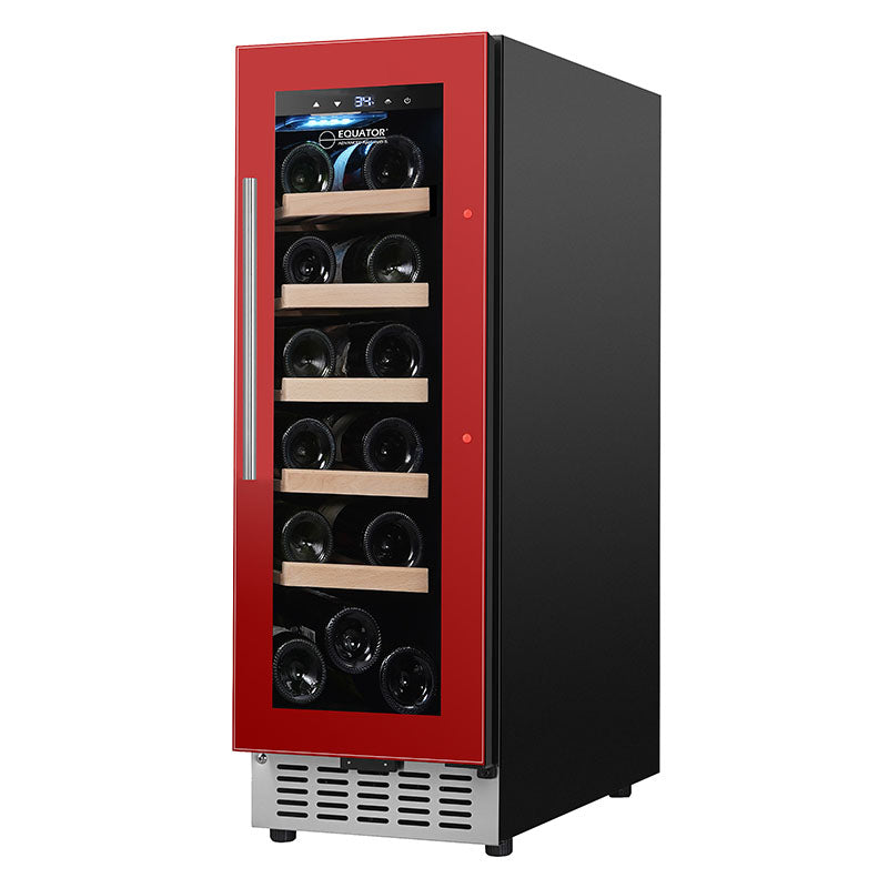 Refrigerador de vinos Equator para 18 botellas, negro, independiente/integrable, LED de 7 colores