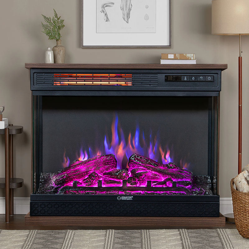 Chimenea portátil independiente Equator de 26 pulgadas, solo calor o LED de 7 colores, control remoto, 110V