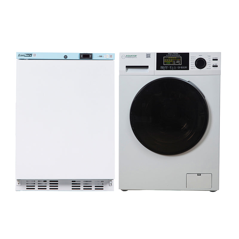 Equator All In One Combo Washer Dryer + 3.9 Cu.Ft White Commercial Refrigerator