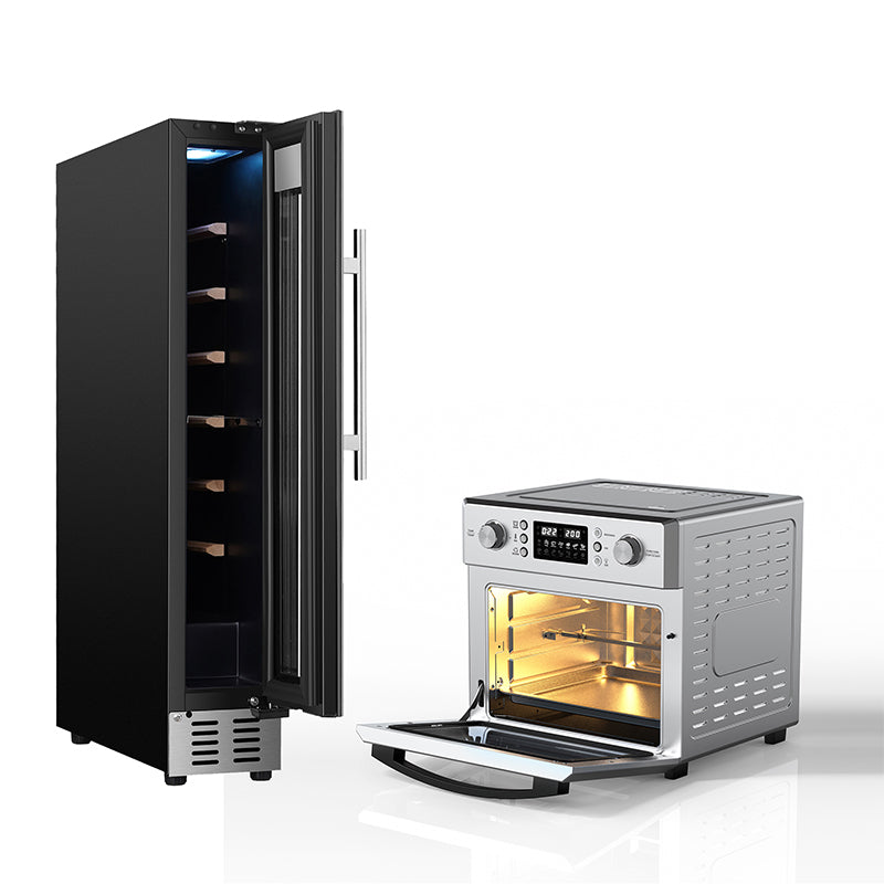 Equator 0.93 Cu. Ft Stainless 5-in-1 Air Fryer + 9-Bottle Wine Refrigerator Cooking Bundle