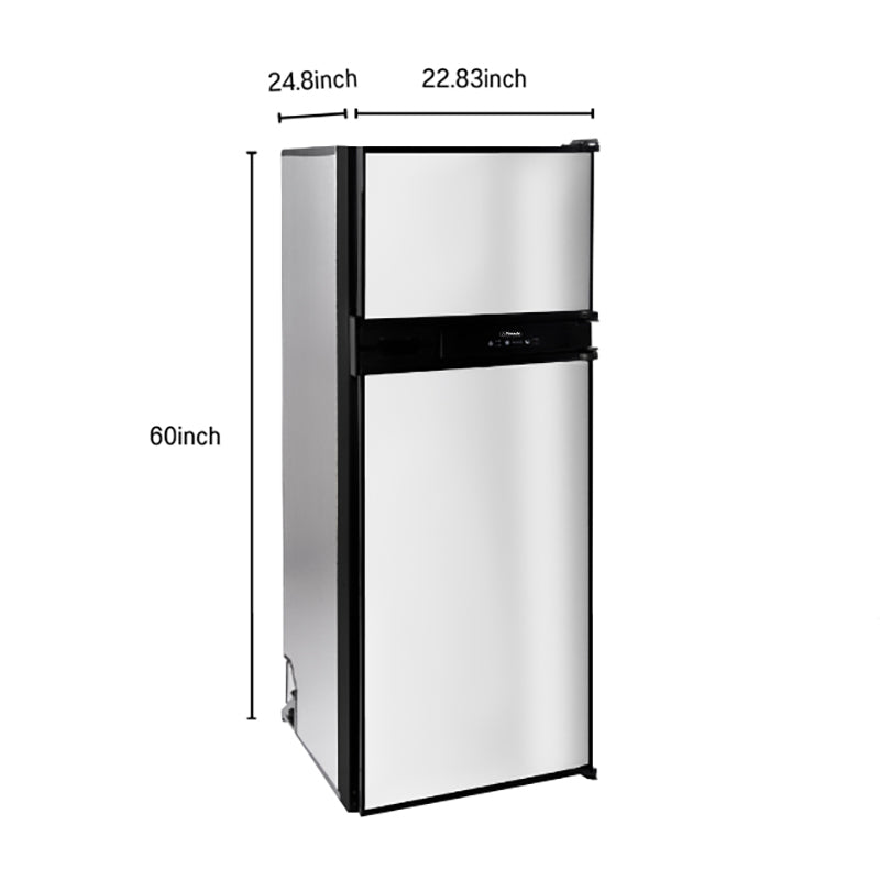 Refrigerador Congelador Conserv 12V/CC de 10 pies cúbicos, acero inoxidable, para RV, BARCO, FUERA DE LA RED, 2 puertas