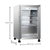 Refrigerador para interiores/exteriores de 2.3 pies cúbicos, clasificación IPX4, acero inoxidable, empotrable/independiente, capacidad para 85 latas, silencioso (42 dB)