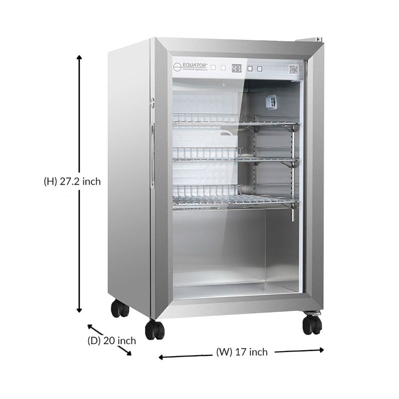 Refrigerador para interiores/exteriores de 2.3 pies cúbicos, clasificación IPX4, acero inoxidable, empotrable/independiente, capacidad para 85 latas, silencioso (42 dB)