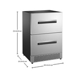 REFRIGERADOR-CONGELADOR CONVERTIBLE Equator de 24 pulgadas, 2 cajones, 2 zonas, 5 pies cúbicos, modo Sabbath