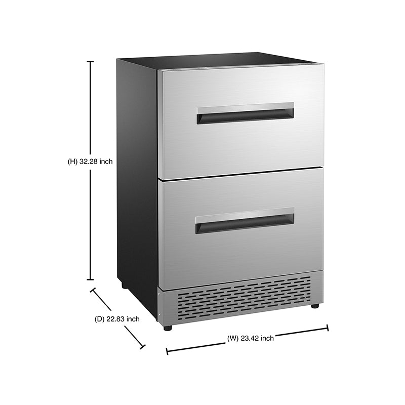 REFRIGERADOR-CONGELADOR CONVERTIBLE Equator de 24 pulgadas, 2 cajones, 2 zonas, 5 pies cúbicos, modo Sabbath