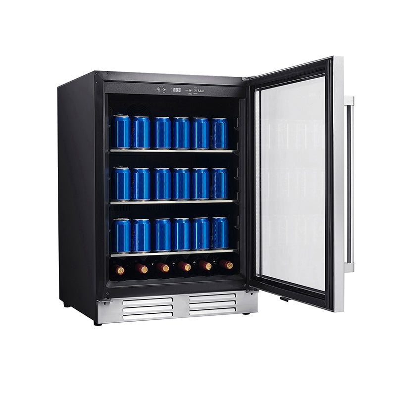 REFRIGERADOR DE BEBIDAS Equator de 24 pulgadas, empotrable/independiente, acero inoxidable, capacidad para 108 latas + 6 botellas, 4.76 pies cúbicos, 110V