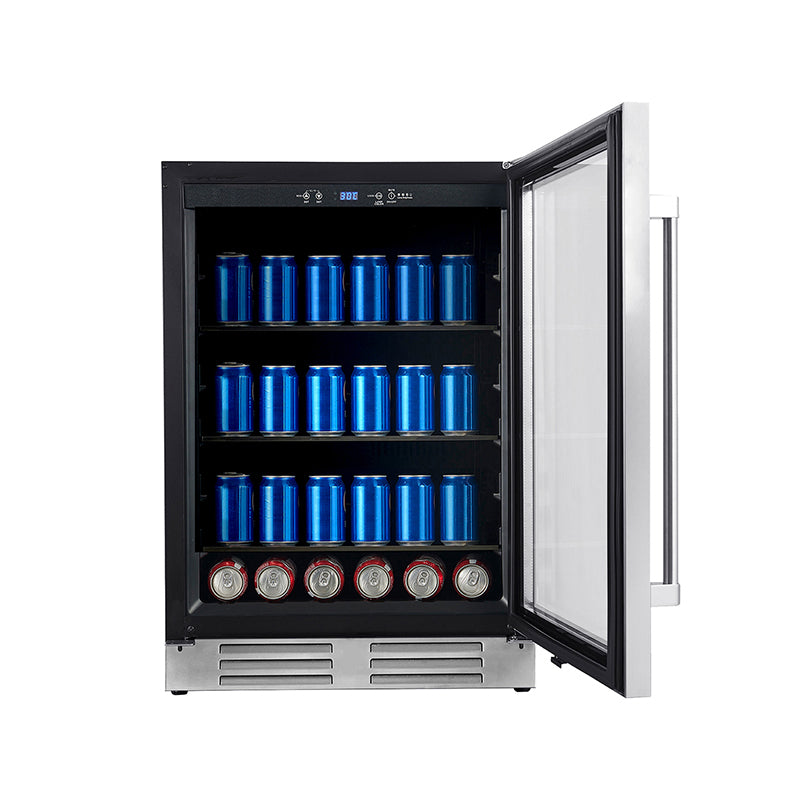 REFRIGERADOR DE BEBIDAS Equator de 24 pulgadas, empotrable/independiente, acero inoxidable, capacidad para 108 latas + 6 botellas, 4.76 pies cúbicos, 110V