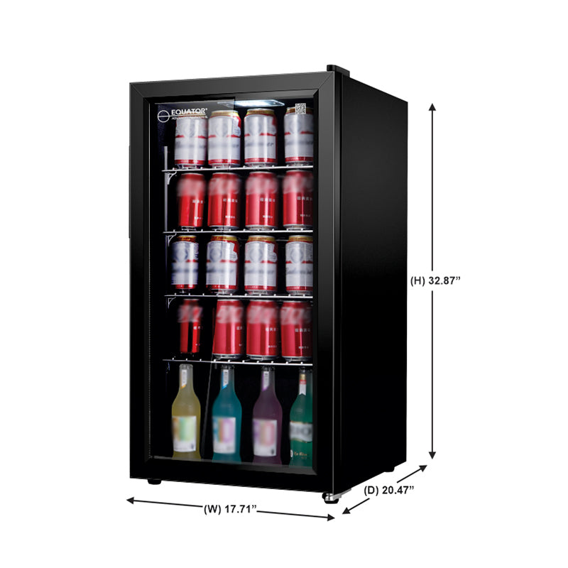 Refrigerador de bebidas Equator SLIM de 18 pulgadas, independiente, 3.2 pies cúbicos, 117 latas, 110V