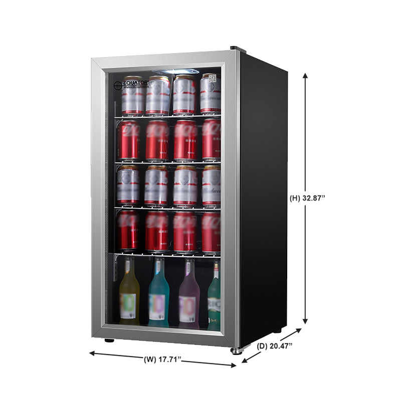Refrigerador de bebidas Equator SLIM de 18 pulgadas, independiente, 3.2 pies cúbicos, 117 latas, 110V