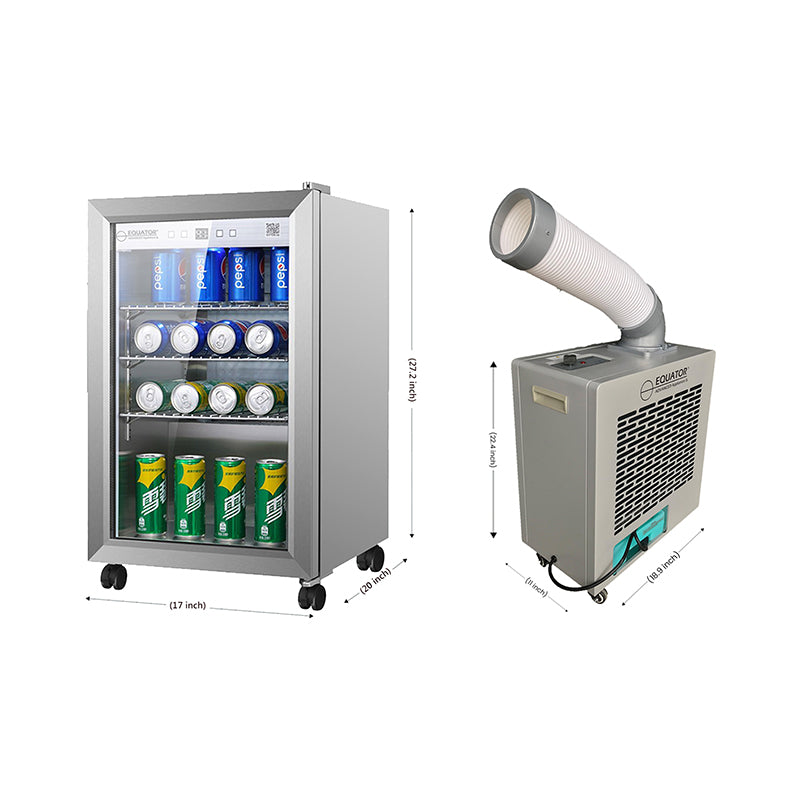 Paquete de aire acondicionado para exteriores + refrigerador No Frost con luces LED de 7 colores Equator