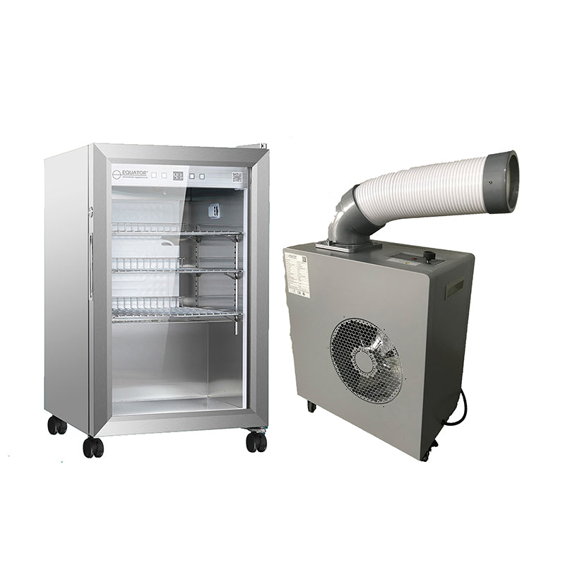 Paquete de aire acondicionado para exteriores + refrigerador No Frost con luces LED de 7 colores Equator