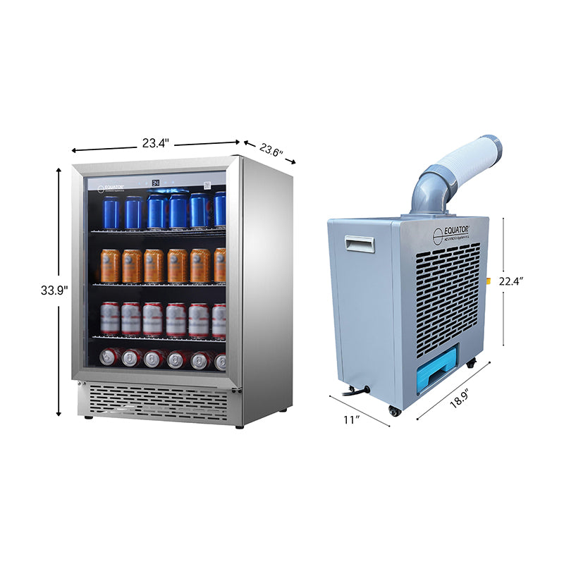 Equator Outdoor Bundle 3-in-1 AC Fan/Cooler/Heater+Real Stainless Refrigerator