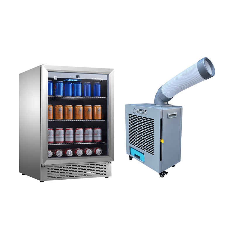 Equator Outdoor Bundle 3-in-1 AC Fan/Cooler/Heater+Real Stainless Refrigerator