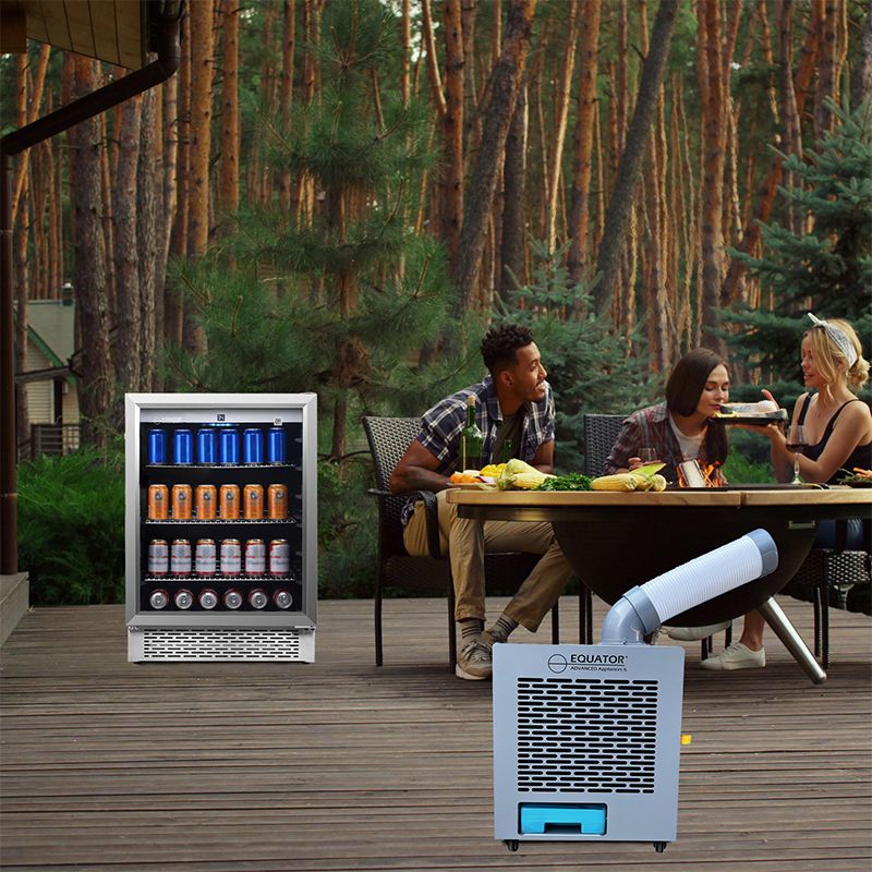 Equator Outdoor Bundle 3-in-1 AC Fan/Cooler/Heater+Real Stainless Refrigerator