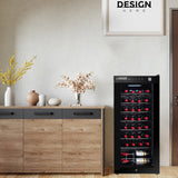 Refrigerador de vinos Equator de 32 botellas, color negro: zona de temperatura única, independiente, enfriamiento por compresor