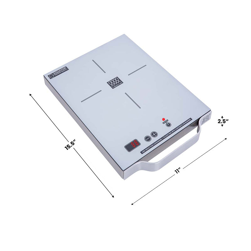 Placa de inducción portátil Equator de 11 pulgadas con un quemador, mango de aluminio LIGHT, 110V