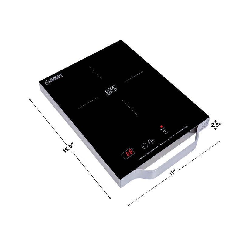 Placa de inducción portátil Equator de 11 pulgadas con un quemador, mango de aluminio LIGHT, 110V