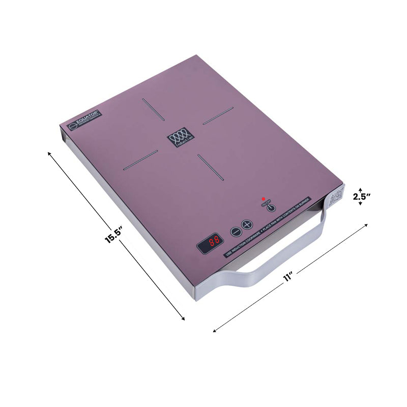 Placa de inducción portátil Equator de 11 pulgadas con un quemador, mango de aluminio LIGHT, 110V
