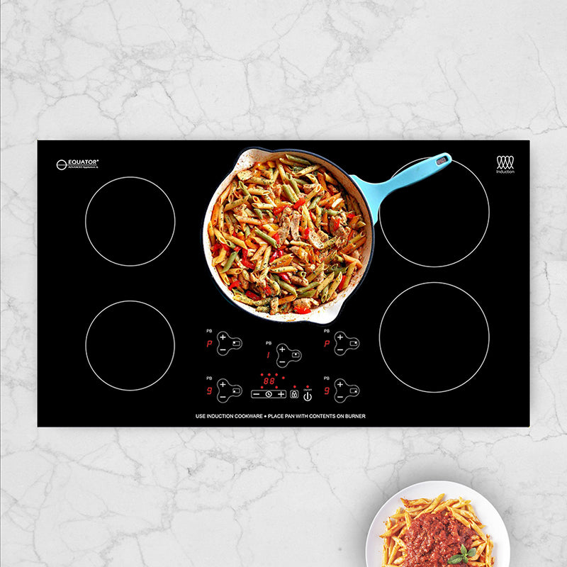 Plaque de cuisson à induction encastrable Equator 36 pouces, 5 foyers, 9 niveaux de puissance, fonction Power Boost, 220 V