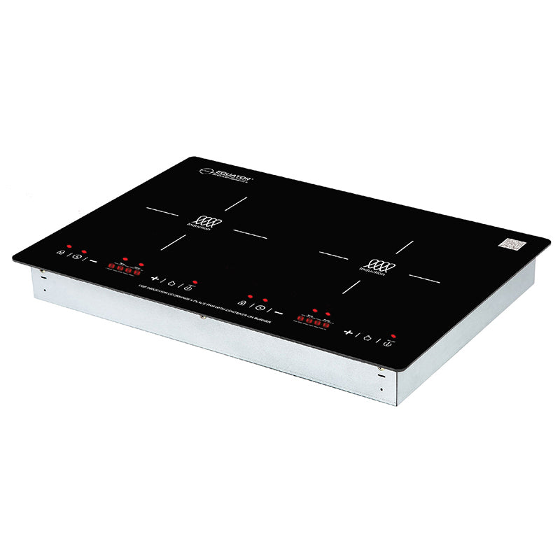 Placa de inducción HORIZONTAL de 2 quemadores de 20 pulgadas Equator, 9 niveles de potencia, empotrable/independiente, 110V