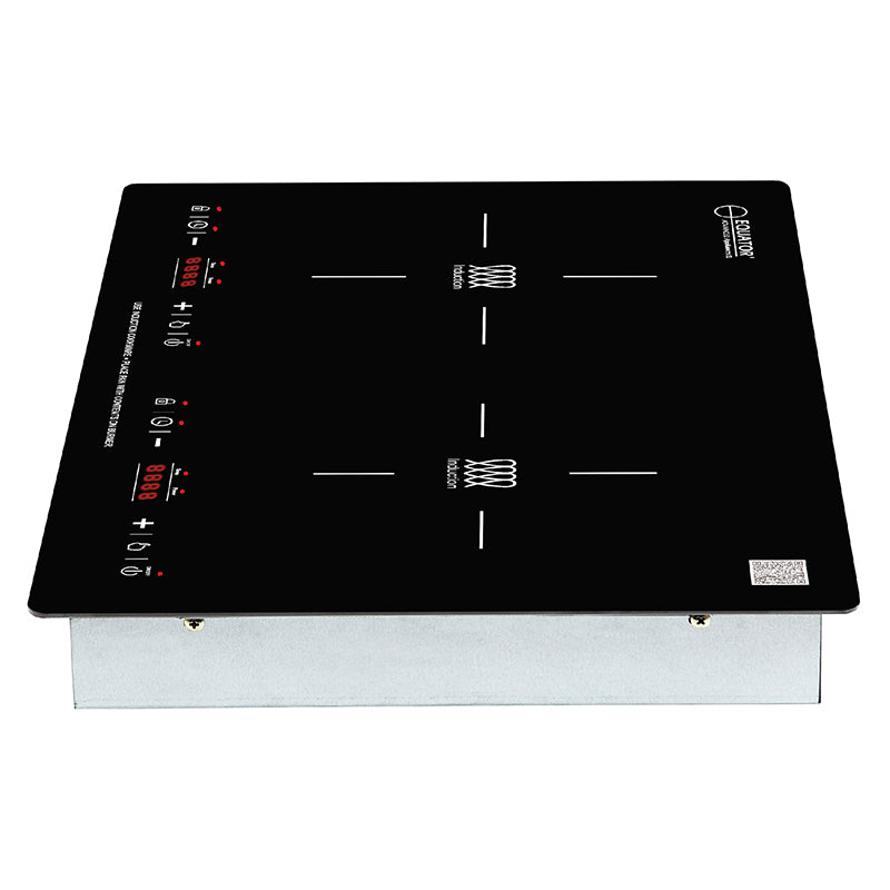 Placa de inducción HORIZONTAL de 2 quemadores de 20 pulgadas Equator, 9 niveles de potencia, empotrable/independiente, 110V